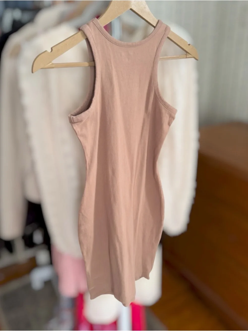Neutral Bodycon Sleeveless Mini Dress